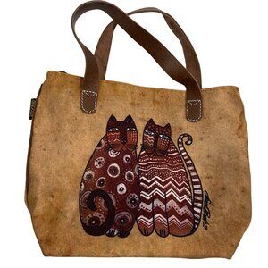 Laurel Burch Canvas small Tote Bag With Cat Design artsy artist